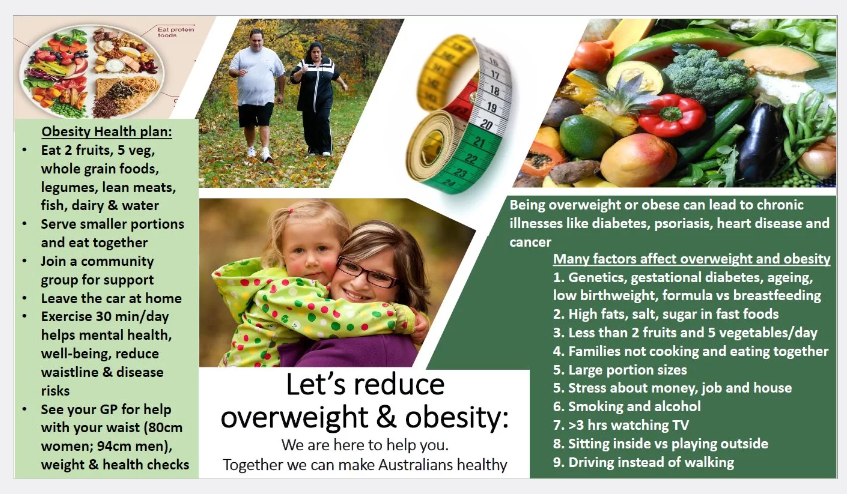 Overweight and obesity health promotion poster rationale – by Vivienne Speirs